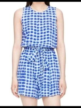 Kate Spade New York Women’s Island Stamp Romper  Blue White M